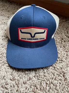 Kimes Ranch Navy and Cream Mesh Patch Trucker Hat